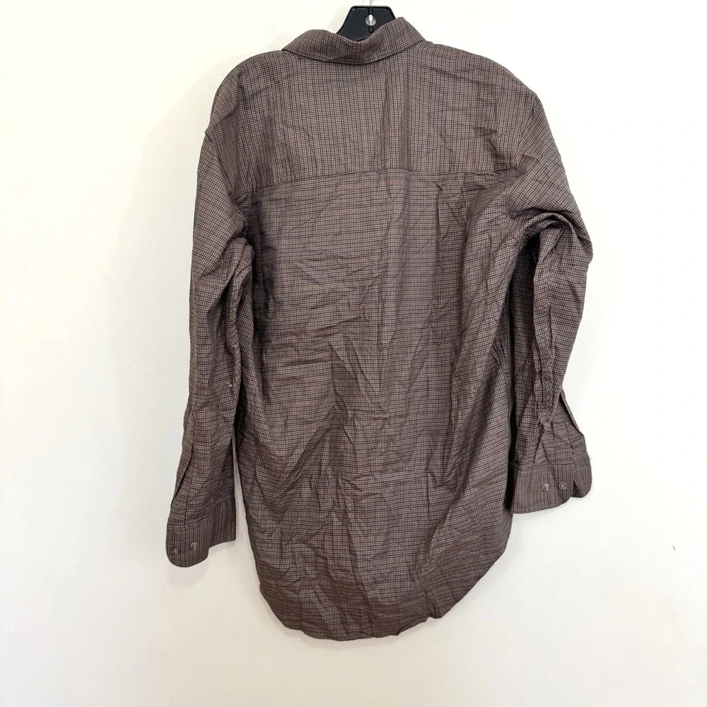 Vintage Chaps Ralph Lauren Brown Blue Stripe Long Sleeve Button Down USA Men's M